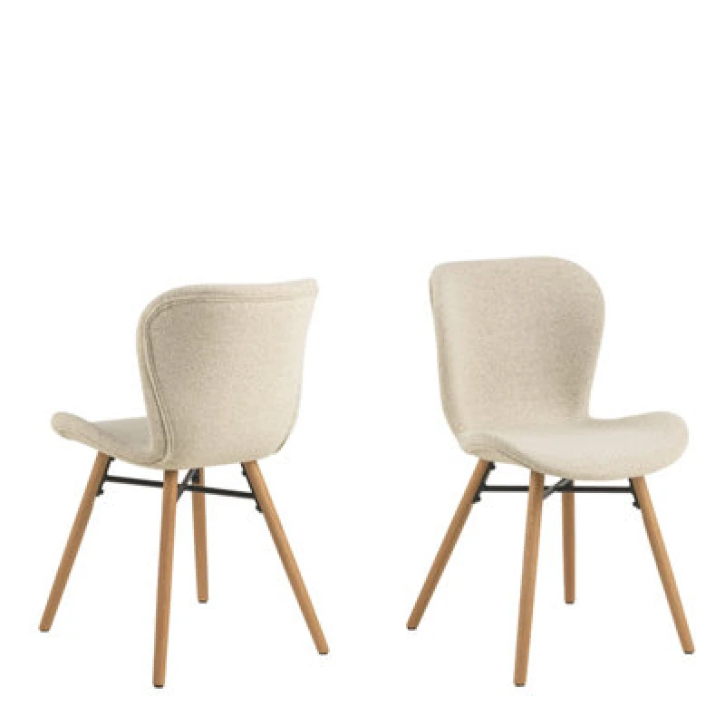 Image of Furniture To Go Batilda Dining Chairs with Cream Fabric & Oak Set of 2 in Brown Brown Unisex
