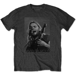 Image of David Gilmour - On Microphone Half-tone Mens Medium T-Shirt - Charcoal Grey