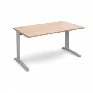 Image of TR10 Straight Desk 1400mm x 800mm - Silver Frame Beech Top