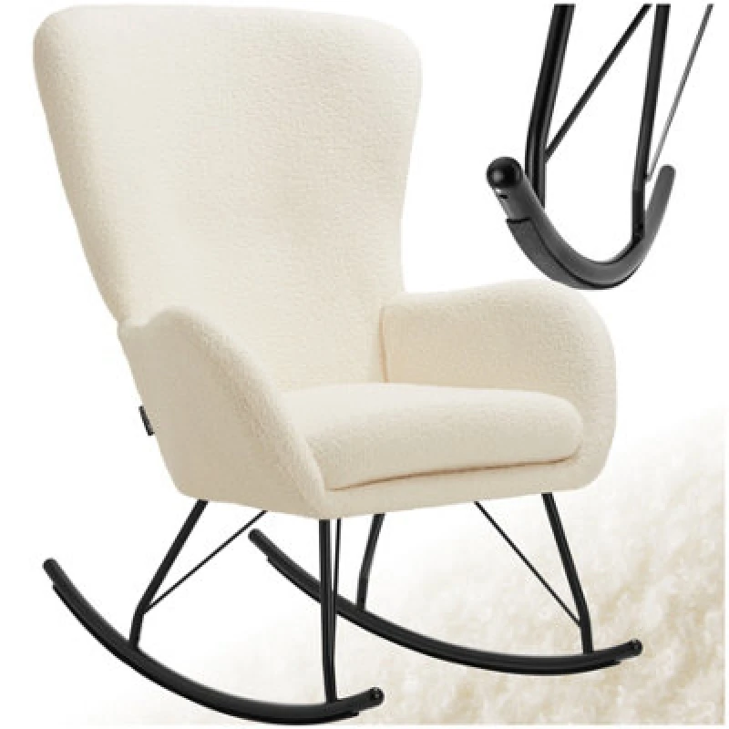 Image of Tectake Rocking Chair Swing - Armchair With Steel Runners And Thick Padding - Cream/black