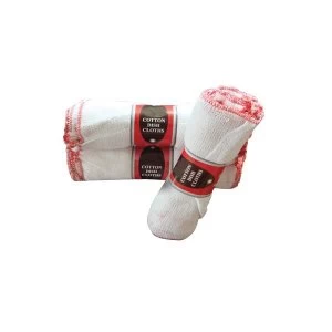 Image of Stockinette Dish Cloths Heavy Duty 305x305mm White Red Trim Pack of 10