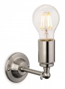 Image of 1 Light Indoor Candle Wall Light Brushed Steel, E27