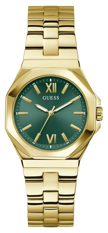 Image of Guess GW0873L2 Empress Green Dial Gold Coloured Bracelet - W96364