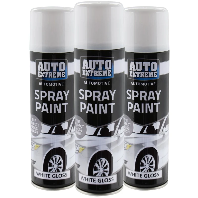 Image of Unbranded High-Quality Automotive Spray Paint- Gloss White- 3 Pack- Fast Drying & Excellent Coverage