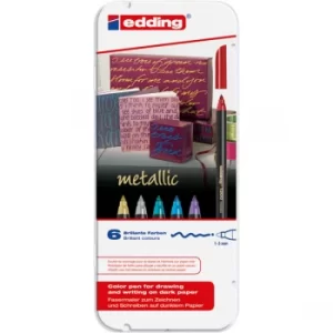 Image of Edding 4-1200-6 Bullet Tip Metallic Colourpen 1200 Pk of 6