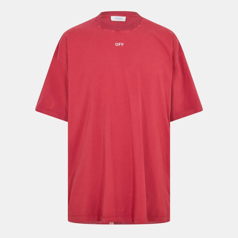 Image of Off White Mens St Matthew Oversized T-Shirt Red/Grey male L