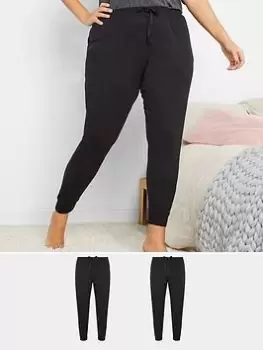 Image of Yours Cuffed PJ Pants (2 Pack) - Black, Size 18-20, Women