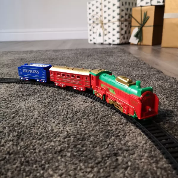 Image of 86cm Battery Operated Toy Train Track Set with Light Christmas Toy Decorations