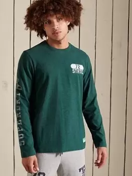 Image of Superdry T&f L/s Top, Green Size M Men