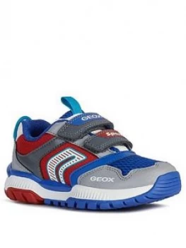 Image of Geox Boys Tuono Strap Trainers - Grey/Red