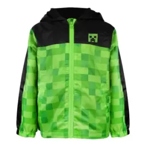 Image of Minecraft Boys Creeper Hooded Waterproof Jacket (5-6 Years) (Green/Black)