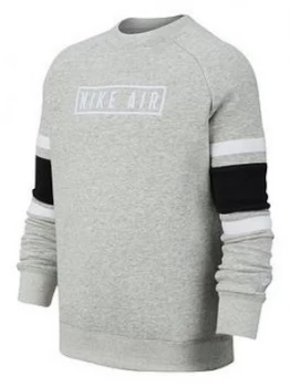 Image of Boys, Nike Air Kids Long Sleeved Crew Neck Sweat - Grey/Black, Size XS, 6-8 Years