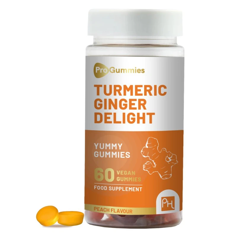 Image of Prowise Healthcare Turmeric and Ginger Gummies - 60 Vegan Pro Gummies - Natural Peach Flavour None unisex