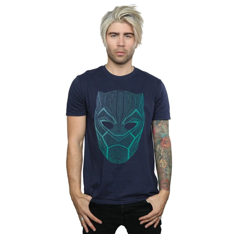 Image of Marvel Marvel Men Black Panther Tribal Mask T-Shirt in Navy Size: Small Navy S Male 5057736544259