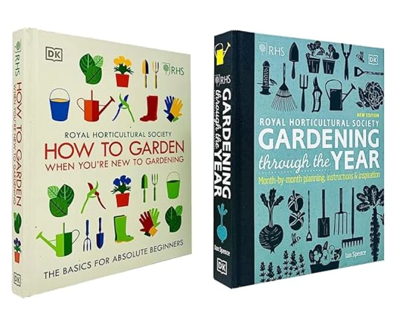 Image of RHS How To Garden When You're New & RHS Gardening Through the Year 2 Books Set The Royal Horticultural Society & Ian Spence Books