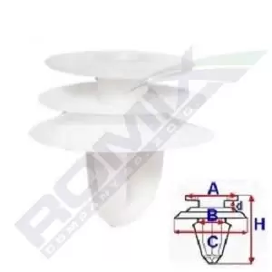 Image of ROMIX Clip B23159 TOYOTA,MAZDA,AVENSIS Kombi (T25),AURIS (NRE15_, ZZE15_, ADE15_, ZRE15_, NDE15_),AVENSIS Station Wagon (ZRT27, ADT27)