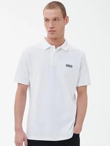 Image of Barbour International International Essential Pique Tailored Polo Shirt - White