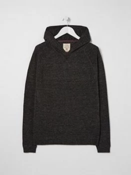 Image of Fatface Seaford Knitted Cotton Overhead Hoodie - Charcoal