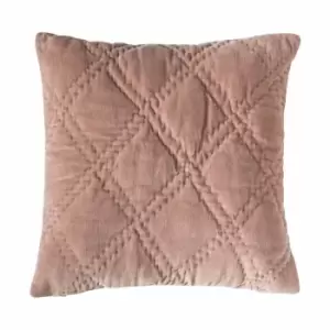 Image of Crossland Grove Quilted Cotton Velvet Cushion Blush 450x450mm