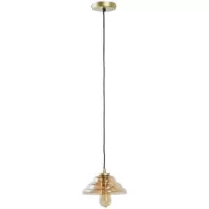 Image of Minisun - Lustre Amber Glass Ceiling Light Fitting Pendant - No Bulb