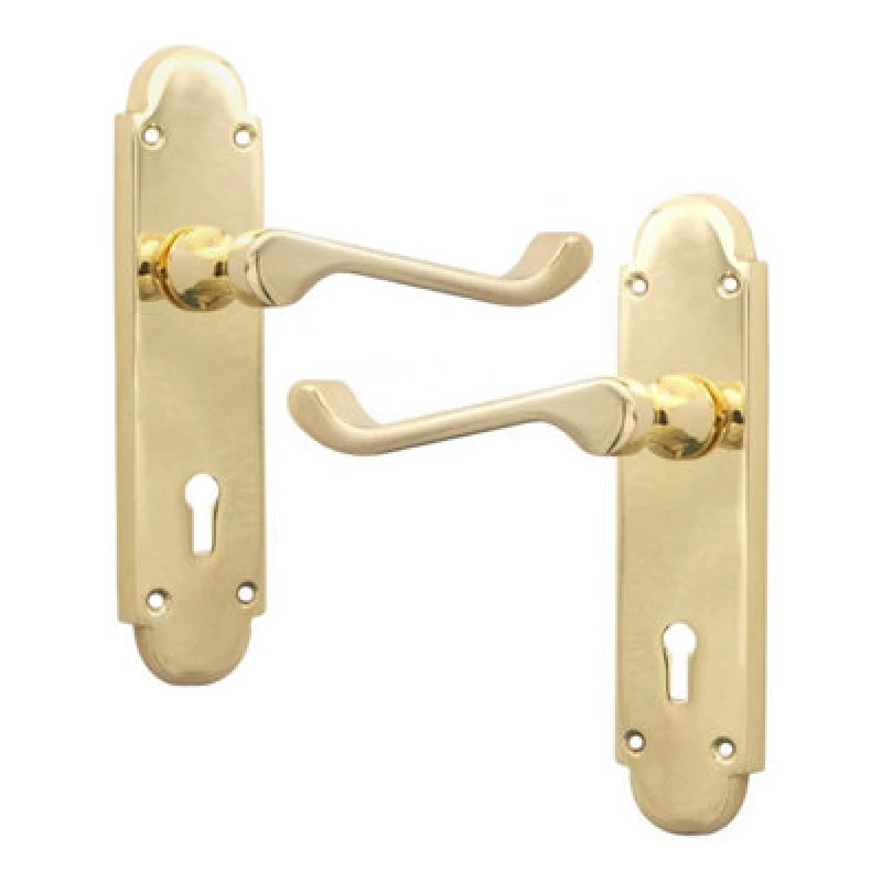 Image of Spira Brass Oakley Lock Lever Handle Polished Brass