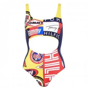Image of Tommy Bodywear 85 Cut Out Swimsuit - Badge AOP OLJ