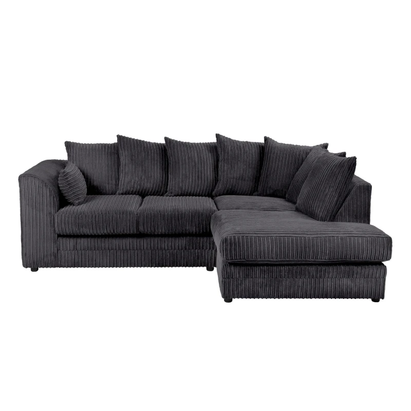 Image of LUXURY LIFE Dylan Jumbo Cord Fabric Right Hand Facing Corner Sofa Black