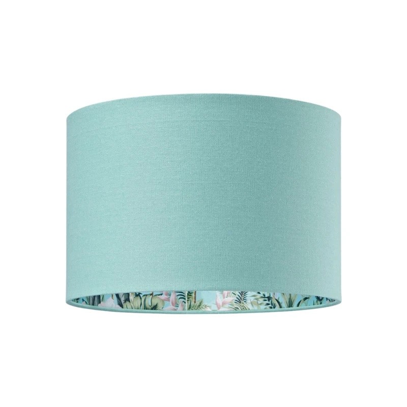 Image of Happy Homewares Unique Jungle Print Duck Egg Lampshade with Palm Trees, Sloths & Elephants in Duck Egg Blue Size: 12" Duck Egg Blue Unisex 12