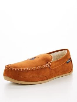 Image of Ralph Lauren Declan Shearling Lined Slippers - Tan, Snuff Tan, Size 42, Men