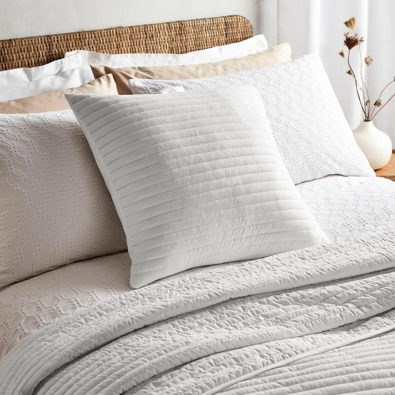 Image of Bianca Quilted Lines Square Cushion White