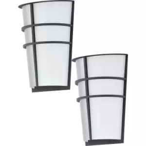 Image of 2 PACK IP44 Outdoor Wall Light Anthracite Modern Diffused Lantern 2.5W LED