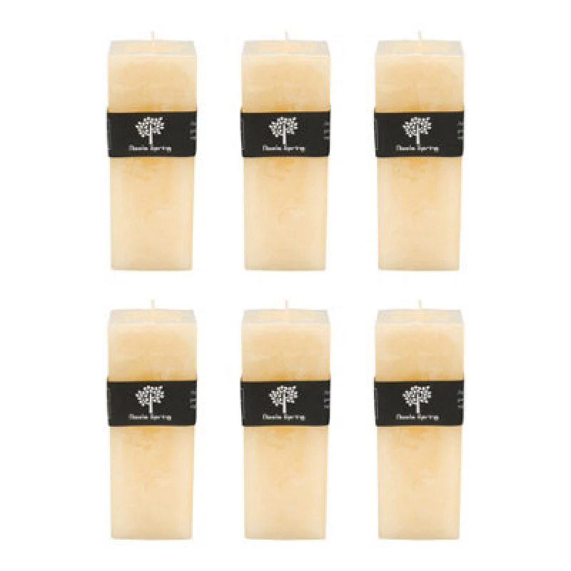 Image of Nicola Spring Square Vanilla Pillar Candles - 110 Hours - Cream - Pack Of 6