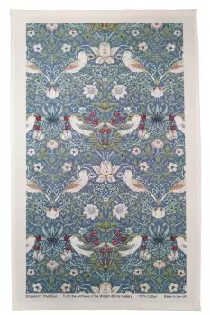 Image of William Morris Blue Strawberry Thief Cotton Tea Towel