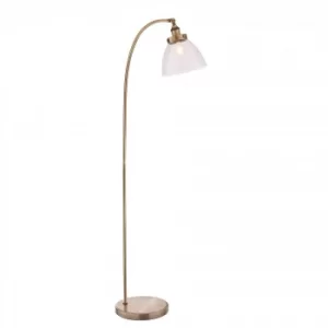 Image of 1 Light Floor Lamp Antique Brass, Glass, E27