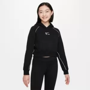 Image of Nike Air Big Kids (Girls') French Terry Crop Hoodie - Black