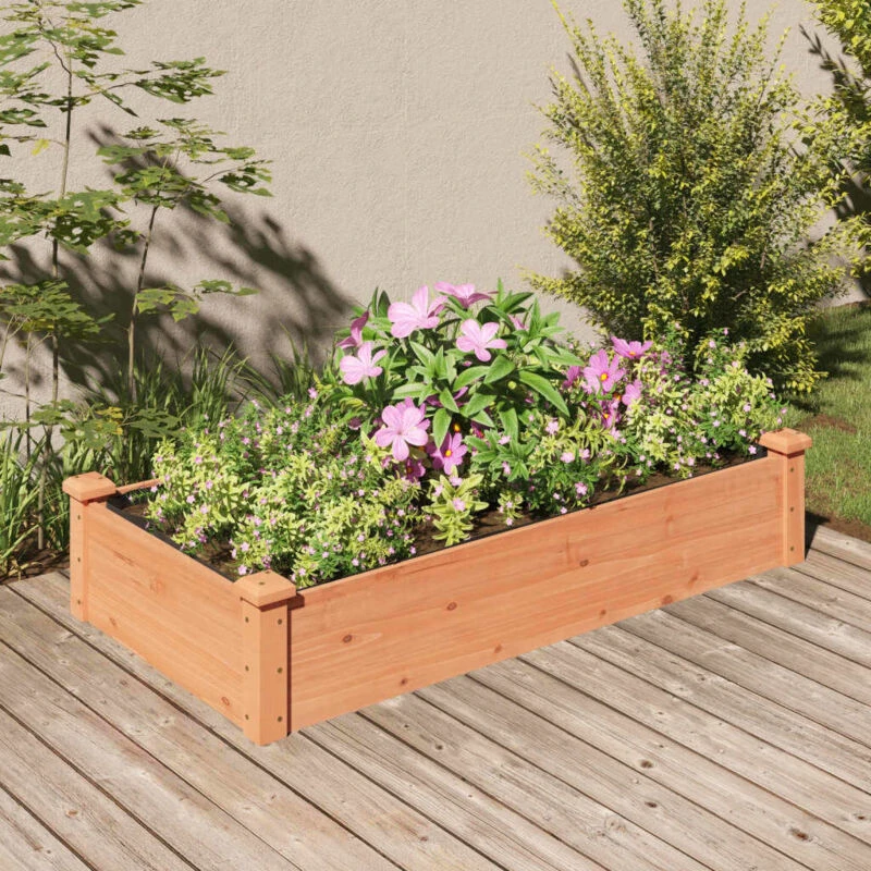 Image of VIDAXL Garden Raised Bed with Liner Brown 120x60x25cm Solid Wood Fir Vidaxl 8720845824181