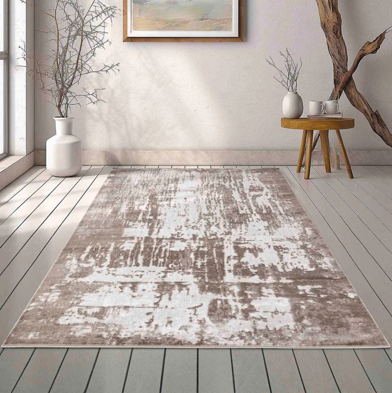 Image of Serenity Modern Abstract Abrasion Contemporary Area Rugs Stone 200X290 Cm
