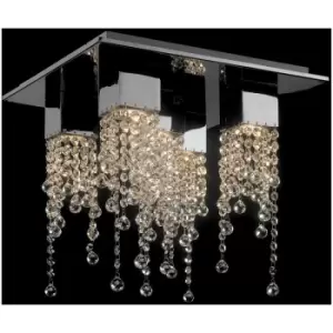Image of Italux Larix - Classic Flush Ceiling Light Chrome 5 Light with Crystal Shade, GU10