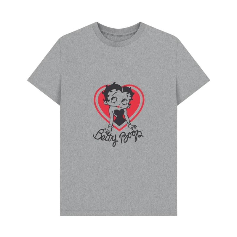 Image of Betty Boop Mens Heart T-Shirt in Grey Size: Small Grey Male S