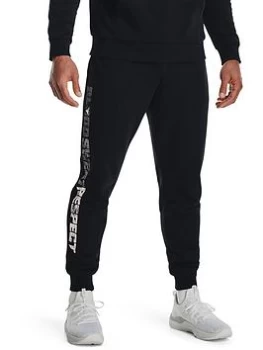 Image of Under Armour Training Project Rock Rival Fleece Joggers - Black/White Size M Men