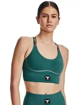 Image of Under Armour Project Rock Infty Mid Bra - Green, Size S, Women