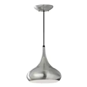 Image of 1 Bulb Ceiling Pendant Light Fitting Brushed Steel LED E27 60W Bulb