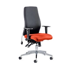 Image of Dynamic Independent Seat & Back Posture Chair Height Adjustable Arms Onyx Black Back, Tabasco Red Seat Without Headrest High Back