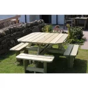 Image of Square Picnic Table Sits 8, wooden garden bench