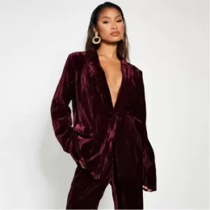 Image of I Saw It First Textured Velvet Oversized Blazer - Red