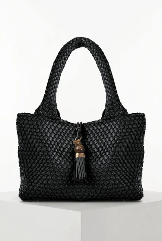 Image of Luella Grey Womens 'Saskia' Large Woven Tote in Black Female