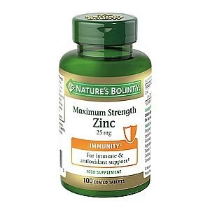 Image of Natureamp39s Bounty Maximum Strength Zinc 25 mg 100 Coated Tablets