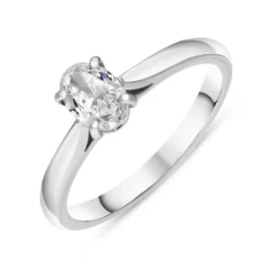 Image of Platinum 0.46ct Diamond Oval Cut Four Claw Solitaire Ring