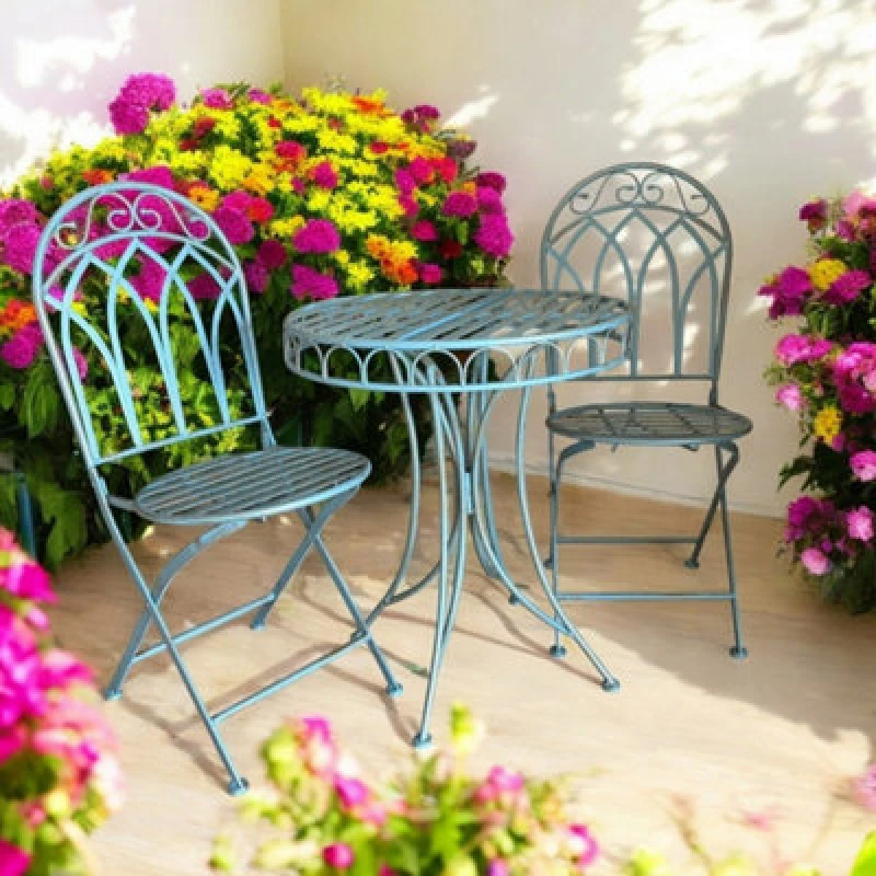 Image of Minster Garden Bistro Set - Metal - Blue