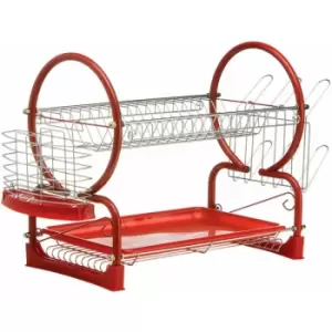 Image of Premier Housewares - Red Enamel Coated Frame 2 Tier Dish Drainer